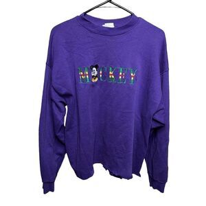 VTG Mickey “Gucci” Crewneck Distressed Large